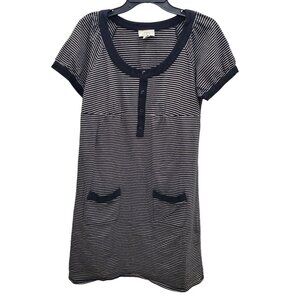 Ann Taylor LOFT Women's Black &‎ White Stripe SS A-Line Lolita Dress Size S
